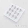 12PCS OF CZ GEM PAVED DOLLAR SIGN 316L SURGICAL STEEL NOSE HOOP O-RING BOX
